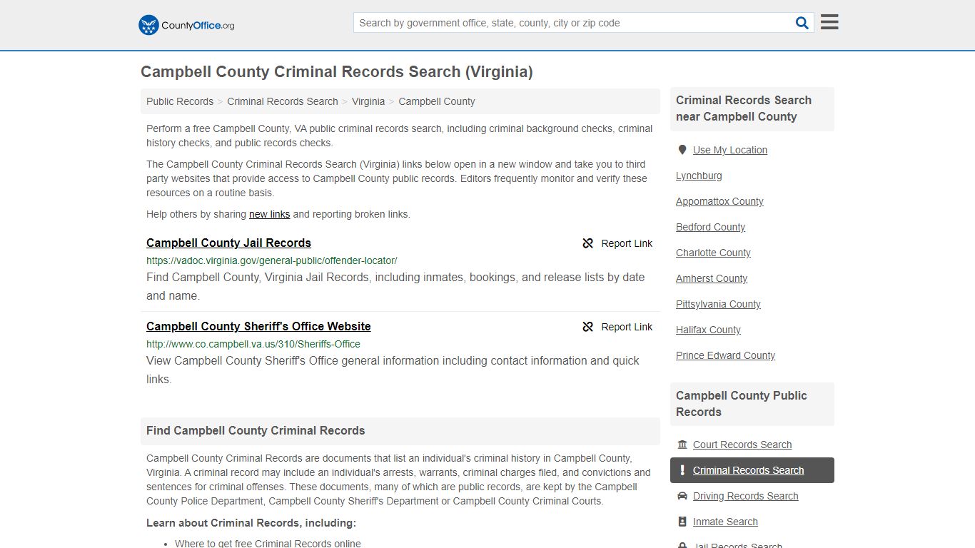 Criminal Records Search - Campbell County, VA (Arrests ...